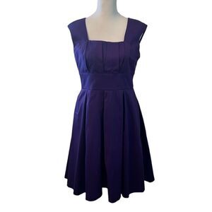 Calvin Klein sz4 purple sleeveless fitted pleated bodice pleated full skirt GUC
